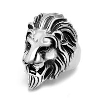 Stainless Steel Finger Ring, Lion & for man & enamel, 33mm, US Ring 