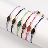Resin Bracelets, Brass, with Resin & Stainless Steel, Horse Eye, gold color plated, random style & adjustable & for woman, mixed colors Approx 6.3-9.68 Inch 