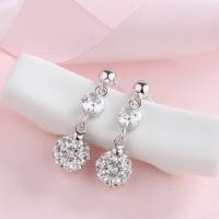 Cubic Zircon Brass Earring, Cupronickel, with Shell Pearl, plated & for woman 