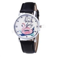 Unisex Wrist Watch, Zinc Alloy, with PU Leather & Glass & Stainless Steel, Chinese movement, stainless steel watch band clasp, plated, waterproofless & dyed Approx 9 Inch 