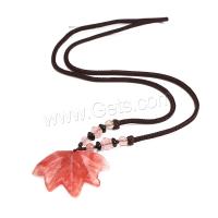 Gemstone Necklaces, with Waxed Cotton Cord, Maple Leaf, polished, fashion jewelry & Unisex Approx 19.6 Inch 