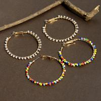 Zinc Alloy Hoop Earring, with Seedbead, fashion jewelry & for woman 5.8cm 