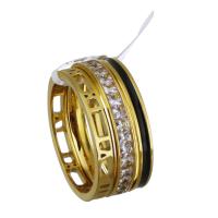 Rhinestone Stainless Steel Finger Ring, gold color plated, fashion jewelry & for woman & with rhinestone, 8.5mm 