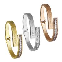 Stainless Steel Cuff Bangle, plated, fashion jewelry & for woman & with rhinestone 15.5mm,7mm,58.5mm 