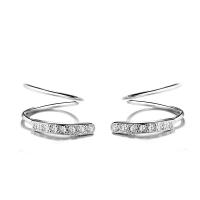 Sterling Silver Stud Earring, 925 Sterling Silver, sterling silver post pin, fashion jewelry & micro pave cubic zirconia & for woman, silver color, 10mm 