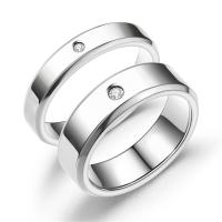 Titanium Steel Finger Ring, plated, fashion jewelry & Unisex & with rhinestone 