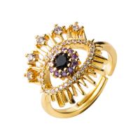 Brass Open Finger Ring, Eye, gold color plated, fashion jewelry & micro pave cubic zirconia & for woman, 20*18mm 