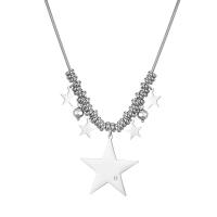 Stainless Steel Jewelry Necklace, with Crystal, with 6cm extender chain, Flat Star, snake chain & for woman & with rhinestone, original color, 32*38mm Approx 16.9 Inch 