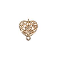 Connecteur creux en laiton , coeur, Placage de couleur d'or, bijoux de mode & boucle de 1/1, 10mm Environ 1mm Vendu par sac