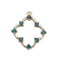 Cubic Zirconia Micro Pave Brass Pendant, gold color plated, Korean style & micro pave cubic zirconia & hollow, green Approx 1mm 