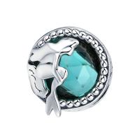 perle en laiton de styles pandore, avec verre, Placage de couleur argentée, bijoux de mode & DIY, bleu acide Environ 4mm, Vendu par PC