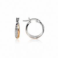 Titanium Steel Huggie Hoop Earring, plated, fashion jewelry & micro pave cubic zirconia & for woman, gold 