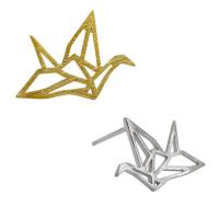 Sterling Silver Stud Earring, 925 Sterling Silver, sterling silver post pin, Thousand Origami Cranes, plated, fashion jewelry & for woman & hollow 