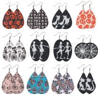 PU Leather Drop Earring, with Zinc Alloy, zinc alloy earring hook, random style & fashion jewelry & for woman & mixed, mixed colors    