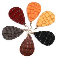 PU Leather Drop Earring, zinc alloy earring hook, printing, random style & fashion jewelry & for woman & mixed, mixed colors 