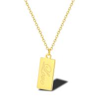 Titanium Steel Jewelry Necklace, Rectangle, polished, with letter pattern & for woman Approx 19.6 Inch 