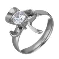 Cubic Zirconia anillo de dedo de acero inoxidable, diverso tamaño para la opción & para mujer & con circonia cúbica, color original, 19mm, Vendido por UD