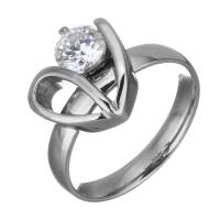 Cubic Zirconia anillo de dedo de acero inoxidable, diverso tamaño para la opción & para mujer & con circonia cúbica, color original, 13mm, Vendido por UD