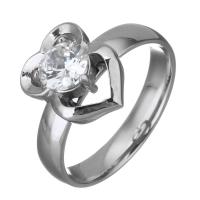 Cubic Zirconia Stainless Steel Finger Ring & for woman & with cubic zirconia, original color, 13mm 