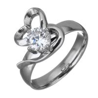 Cubic Zirconia anillo de dedo de acero inoxidable, diverso tamaño para la opción & para mujer & con circonia cúbica, color original, 13.5mm, Vendido por UD