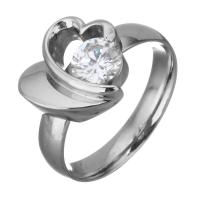 Cubic Zirconia anillo de dedo de acero inoxidable, diverso tamaño para la opción & para mujer & con circonia cúbica, color original, 12.5mm, Vendido por UD