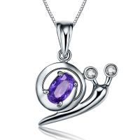 Sterling Silver Animal Pendants, 925 Sterling Silver, Snail, DIY & for woman & with rhinestone, purple 