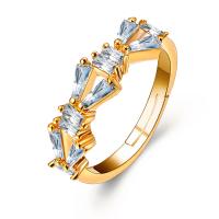 Anillo de dedo de aleación de Zinc, chapado, Joyería & para mujer & con diamantes de imitación, libre de níquel, plomo & cadmio, 54.5mm, Vendido por UD