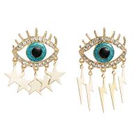 Zinc Alloy Asymmetric Earrings, plated, fashion jewelry & evil eye pattern & for woman & with rhinestone, nickel, lead & cadmium free 