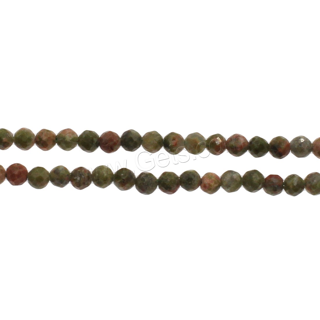 Unakit Perlen, Unakite, rund, verschiedene Größen vorhanden & facettierte, grün, Bohrung:ca. 1mm, Länge:ca. 14.9 ZollInch, verkauft von Strang