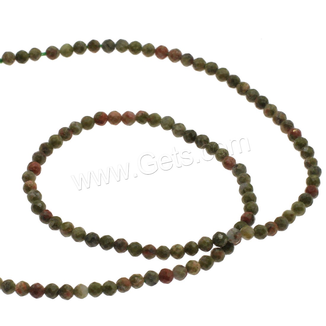 Unakite Beads, Round, different size for choice & faceted, green, Hole:Approx 1mm, Length:Approx 14.9 Inch, Sold By Strand