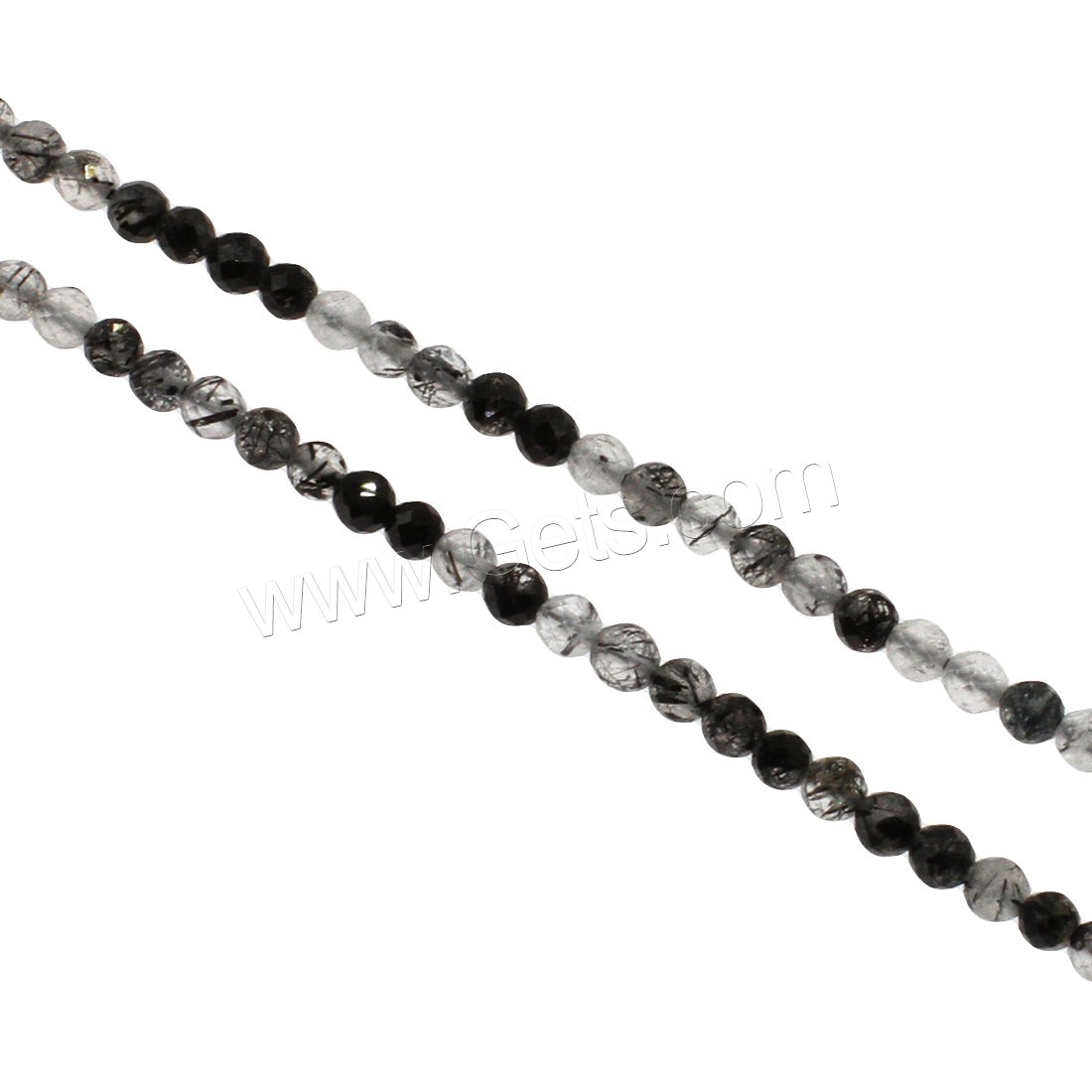 Black Rutilated Quartz Beads, Round, different size for choice & faceted, Hole:Approx 1mm, Length:Approx 14.9 Inch, Sold By Strand