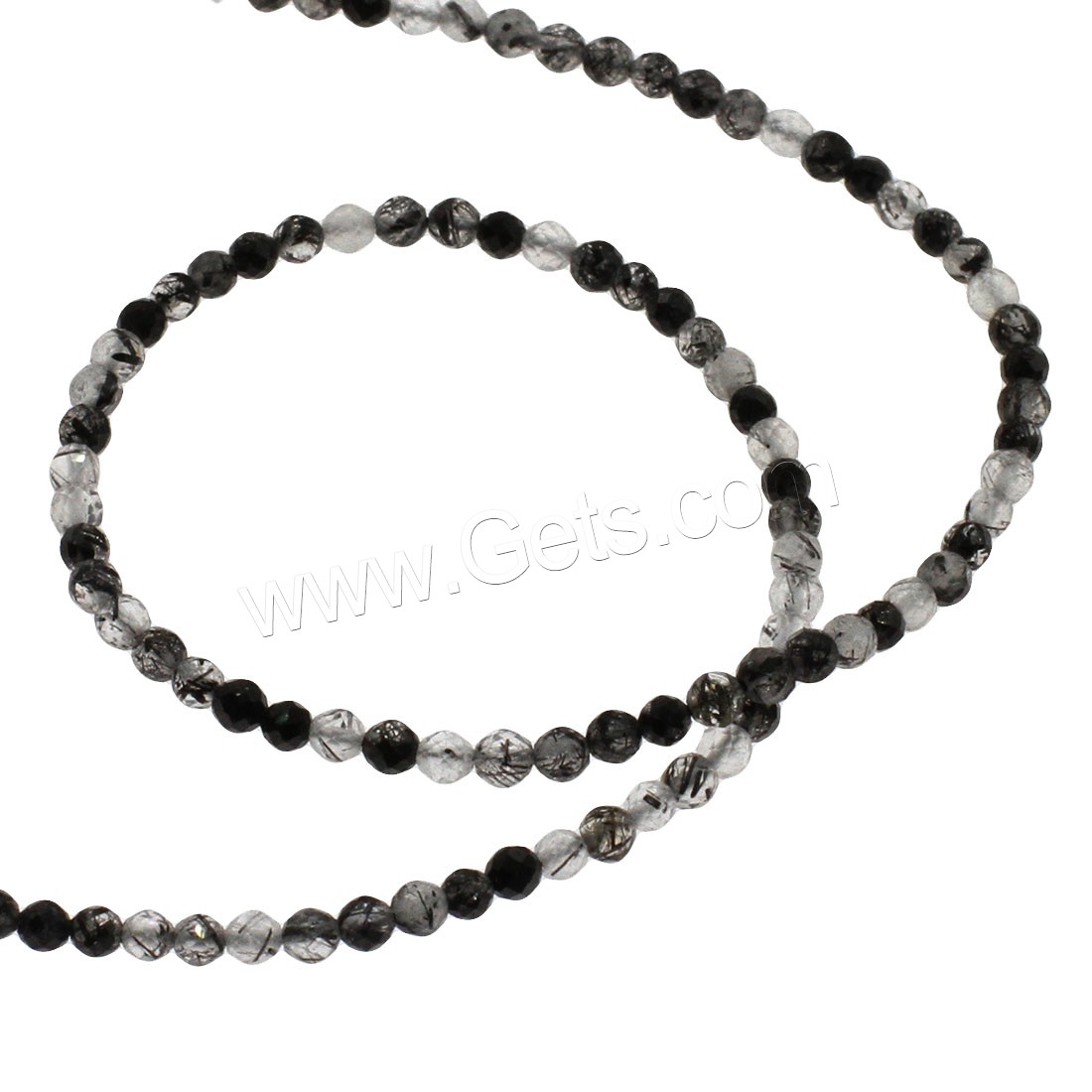 Black Rutilated Quartz Beads, Round, different size for choice & faceted, Hole:Approx 1mm, Length:Approx 14.9 Inch, Sold By Strand