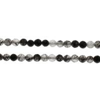 Black Rutilated Quartz Beads, Round & faceted Approx 1mm Approx 14.9 Inch 