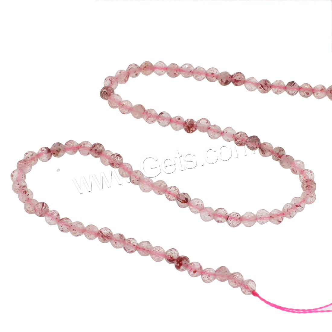 Strawberry Quartz Perle, rund, verschiedene Größen vorhanden & facettierte, Rosa, Bohrung:ca. 1mm, Länge:ca. 14.9 ZollInch, verkauft von Strang