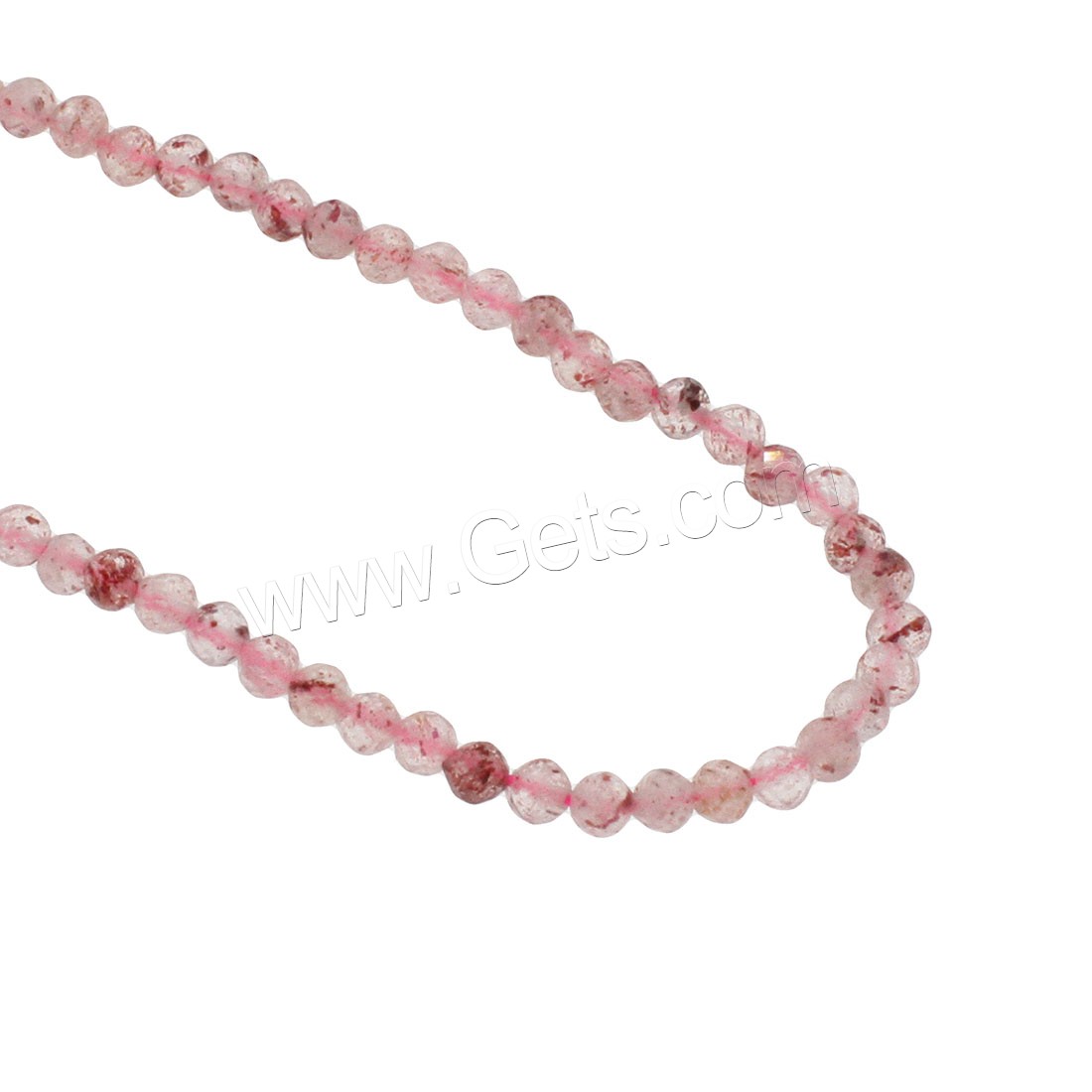 Strawberry Quartz Perle, rund, verschiedene Größen vorhanden & facettierte, Rosa, Bohrung:ca. 1mm, Länge:ca. 14.9 ZollInch, verkauft von Strang