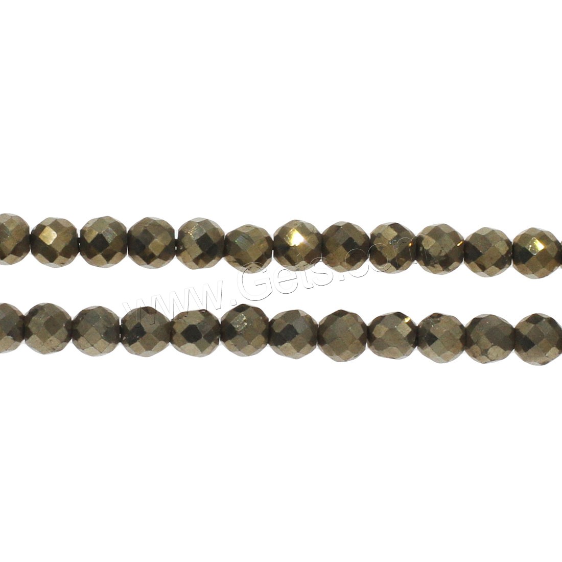 Chalkopyrit Perle, rund, verschiedene Größen vorhanden & facettierte, Silberfarbe, Bohrung:ca. 1mm, Länge:ca. 14.9 ZollInch, verkauft von Strang