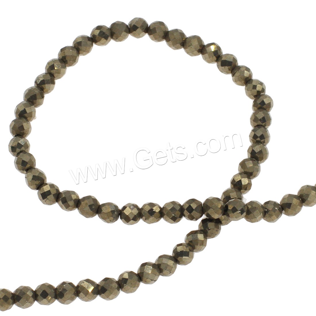 Chalkopyrit Perle, rund, verschiedene Größen vorhanden & facettierte, Silberfarbe, Bohrung:ca. 1mm, Länge:ca. 14.9 ZollInch, verkauft von Strang