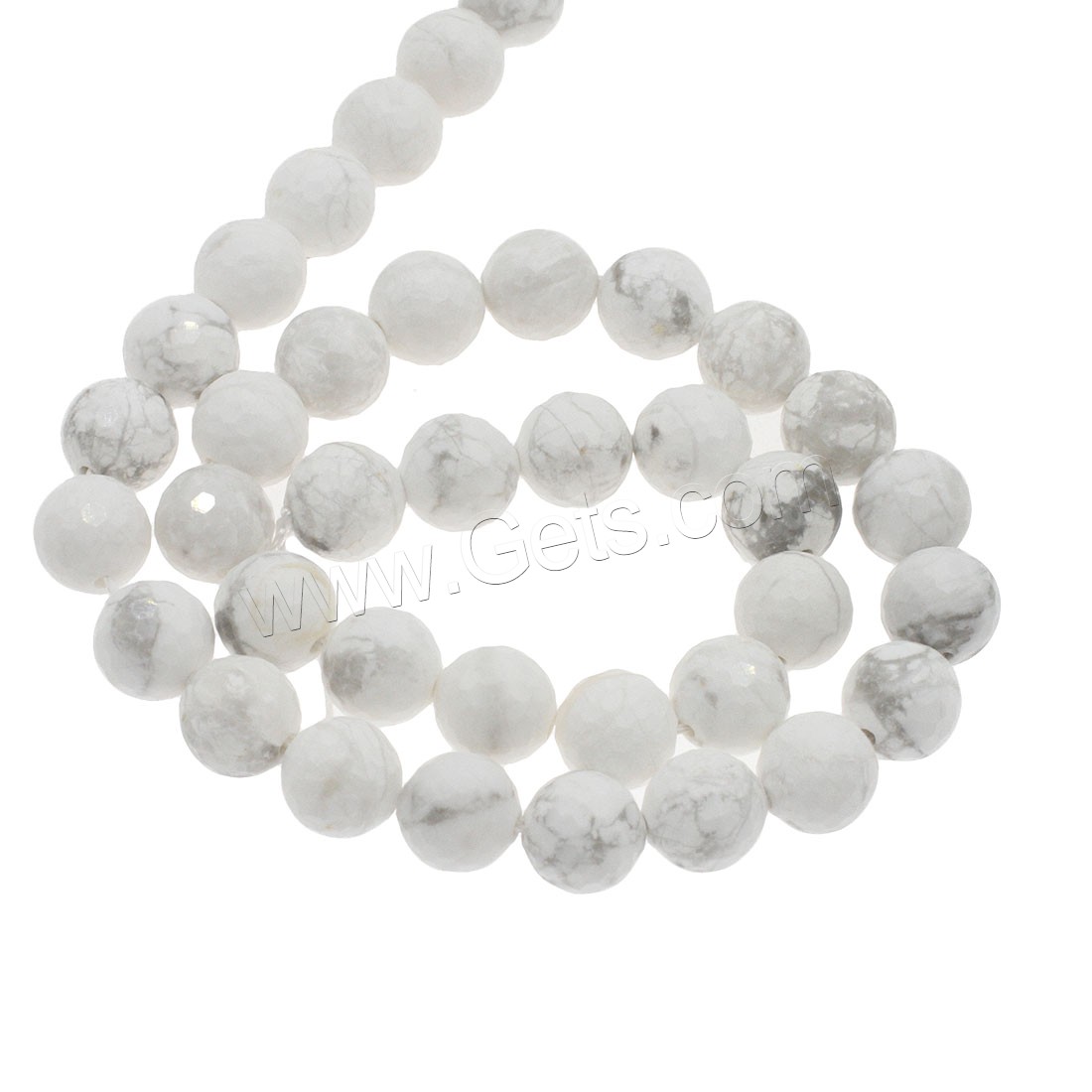 Synthetische Türkis Perlen, rund, verschiedene Größen vorhanden & facettierte, weiß, Bohrung:ca. 1mm, Länge:ca. 14.9 ZollInch, verkauft von Strang