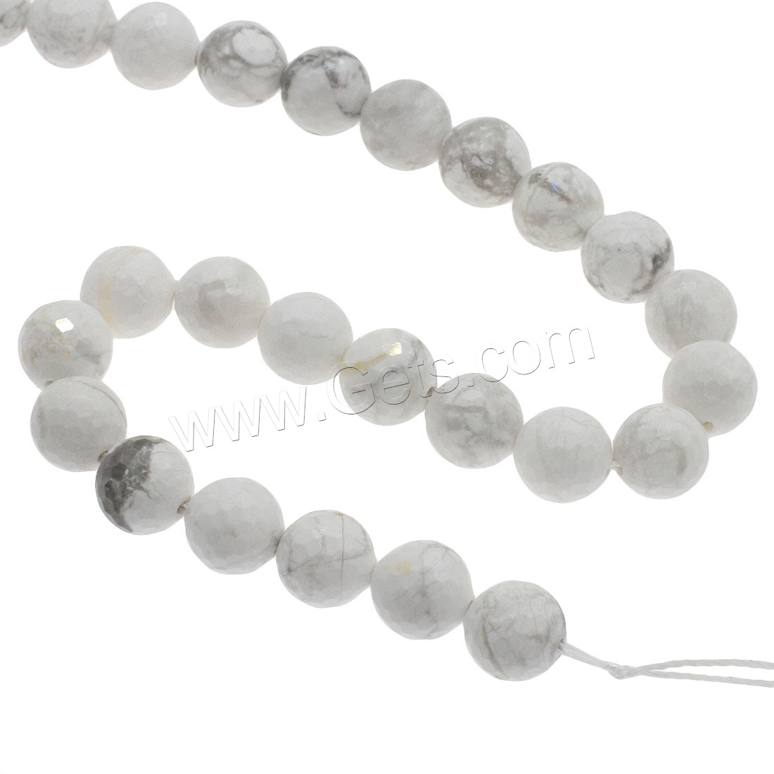 Synthetische Türkis Perlen, rund, verschiedene Größen vorhanden & facettierte, weiß, Bohrung:ca. 1mm, Länge:ca. 14.9 ZollInch, verkauft von Strang