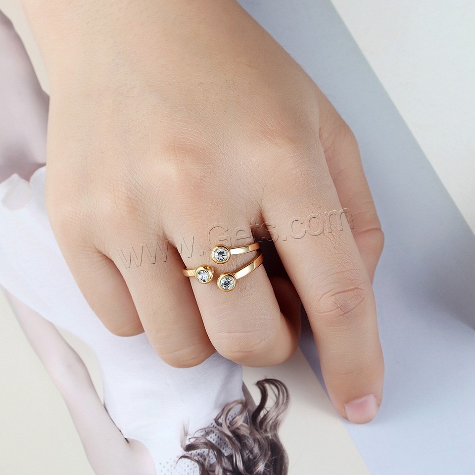 титан Манжеты палец кольцо, Другое покрытие, разный размер для выбора & инкрустированное микро кубического циркония & Женский, Много цветов для выбора, продается PC
