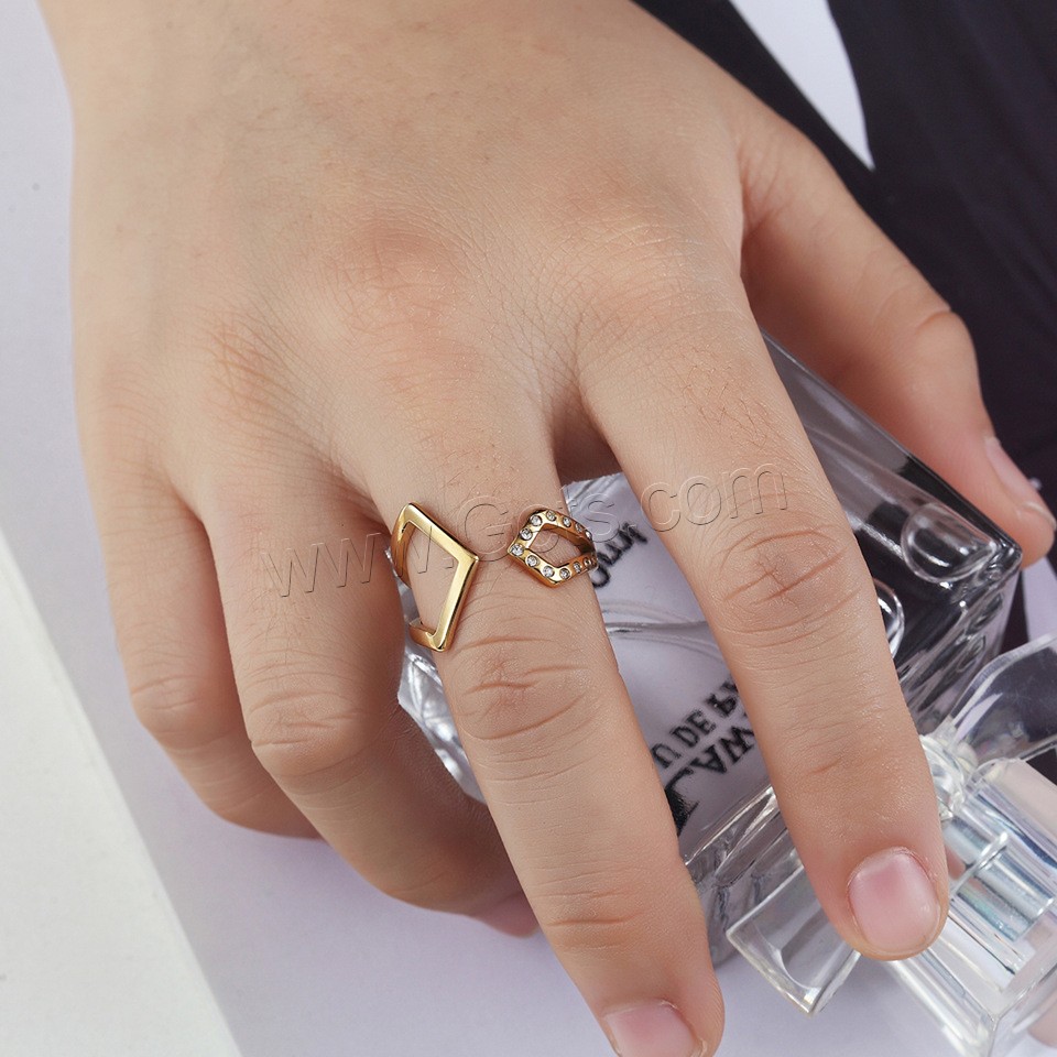 титан Манжеты палец кольцо, Другое покрытие, разный размер для выбора & Женский & со стразами, Много цветов для выбора, продается PC