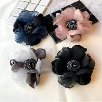 Organza Brooch, with Crystal, Flower, fashion jewelry & for woman 80mm 
