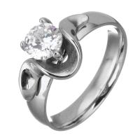Cubic Zirconia Stainless Steel Finger Ring & for woman & with cubic zirconia, original color, 9.5mm 