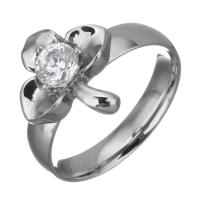 Cubic Zirconia anillo de dedo de acero inoxidable, diverso tamaño para la opción & para mujer & con circonia cúbica, color original, 14mm, Vendido por UD