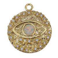 Cubic Zirconia Micro Pave Brass Pendant, with Opal, gold color plated, micro pave cubic zirconia Approx 1.5mm 