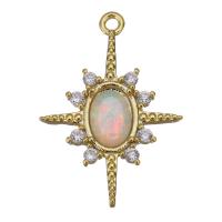 Cubic Zirconia Brass Pendants, with Opal, gold color plated, fashion jewelry & with cubic zirconia Approx 1mm 