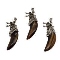 Tiger Eye Pendants, with Zinc Alloy, antique silver color plated, fashion jewelry Approx 7mm 
