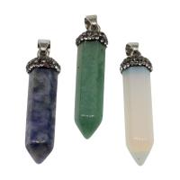Gemstone Zinc Alloy Pendants, with Zinc Alloy, platinum color plated & with rhinestone Approx 7mm 