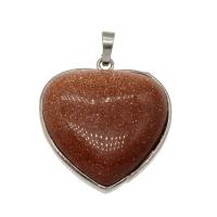 Goldstone Pendants, with Zinc Alloy, Heart, platinum color plated, fashion jewelry Approx 4mm 