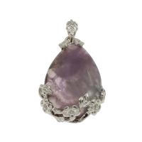 Amethyst Pendant February Birthstone , with Zinc Alloy, Teardrop, platinum color plated, fashion jewelry, purple Approx 6mm 
